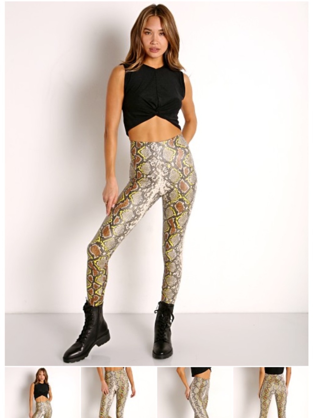 Commando Snake-Print High-Rise Leggings with Yellow Accents